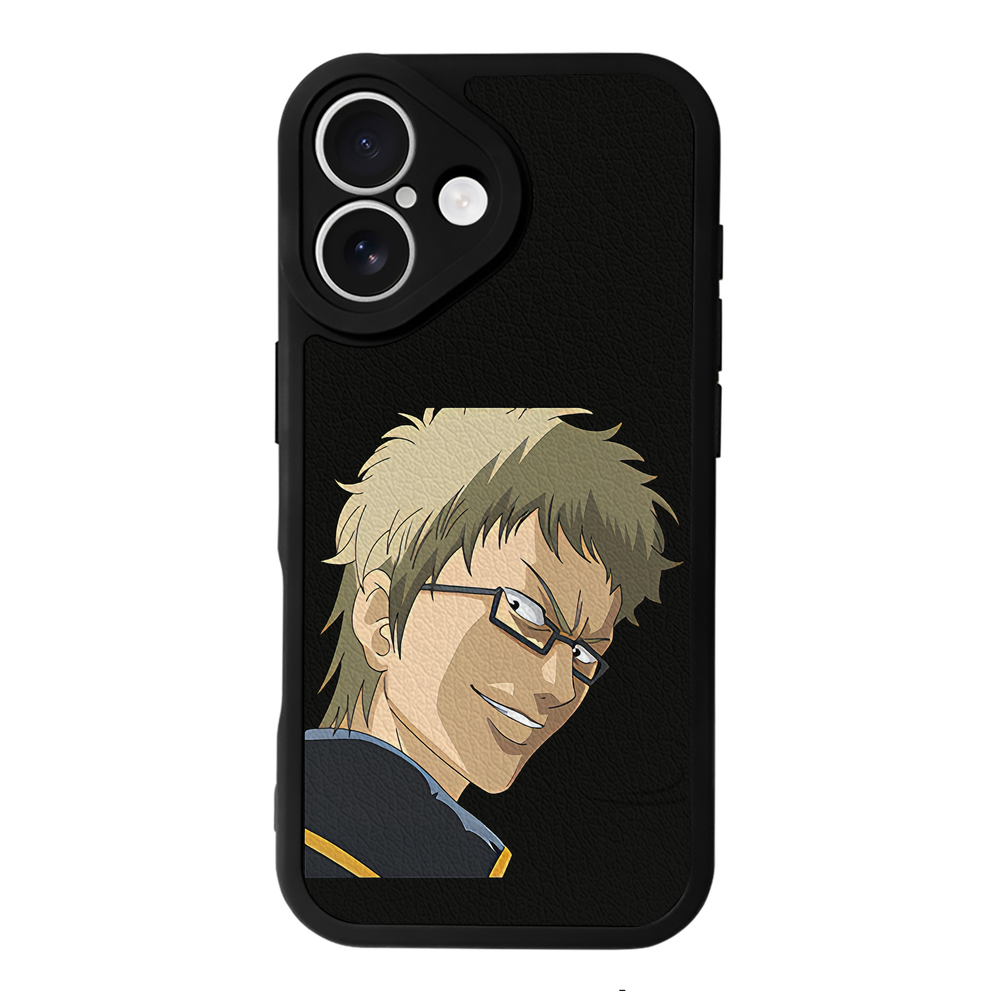 （画像用） ぎんたま 坂田銀時（さかたぎんとき） 神楽 志村新八（しむら しんぱち） GINTAMA Sakata Gintoki Kagura Shimura Shinpachi 【iPhone 16シリーズ対応】シリコンスマホケース（レザー調） 材質：シリコン